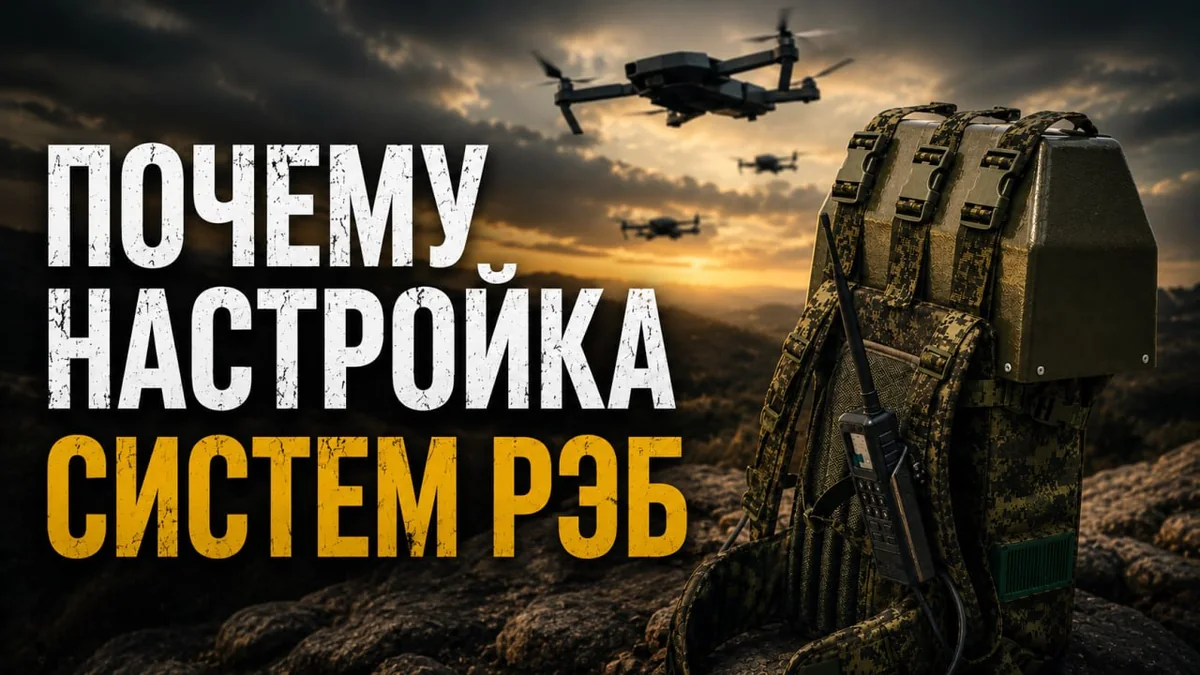 Носимый комплекс РЭБ в рюкзаке с рацией, в небе — группа беспилотников